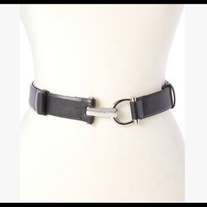 Nautica Black Leather Belt with Silver Buckle